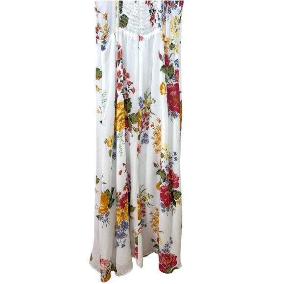 REFORMATION Women’s 'Juliette' Midi Floral Dress Tie Shoulders Slit White Size 2 - Picture 9 of 15